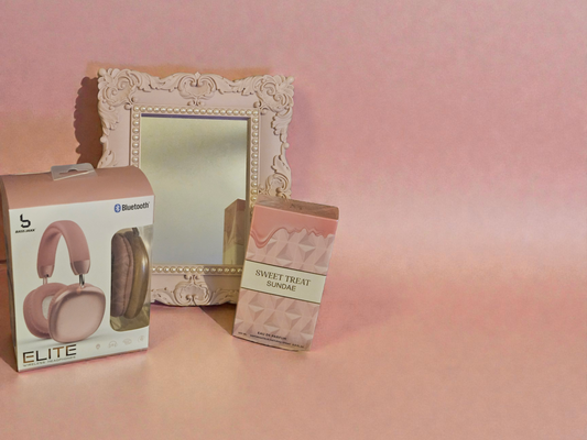 Pink Mirror & Bluetooth Headphones