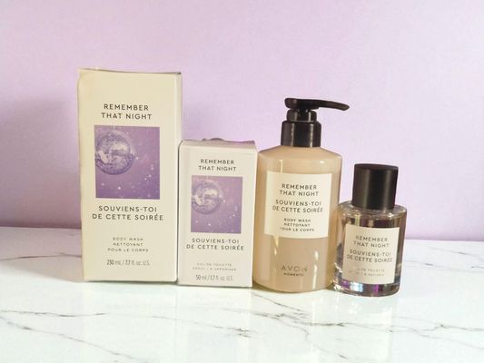 REMEMBER THAT NIGHT by Avon body wash & Toilette Set